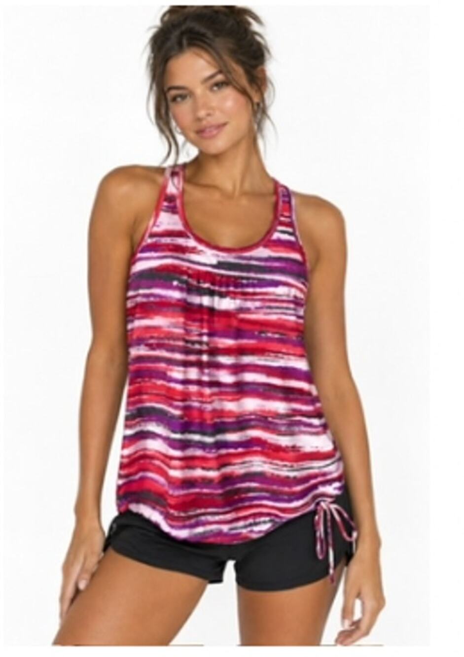 Athleta Red Tinker Stipe Breathable Support Athletic Tank Top size small